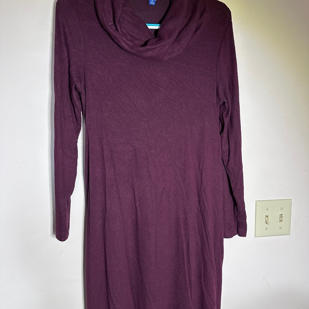 Elegant Purple Cowl Neck Dress